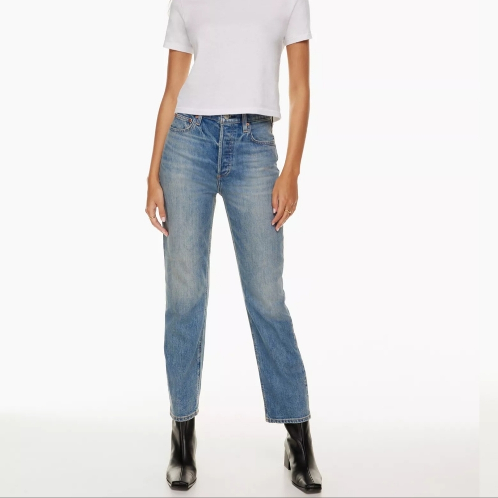 Denim ForumThe Arlo High Rise Straight in  5 Yrs Bleu With Love size 28